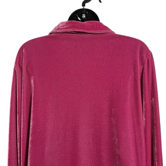 Soft Surroundings Velvet Boyfriend Tunic in Fiery Fuchsia Button Down Sz L - Picture 9 of 10